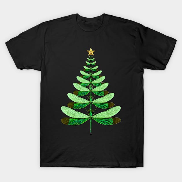 Dragonfly Christmas Tree Xmas Dragonflies Bugs Insects Gift T-Shirt by NUMAcreations